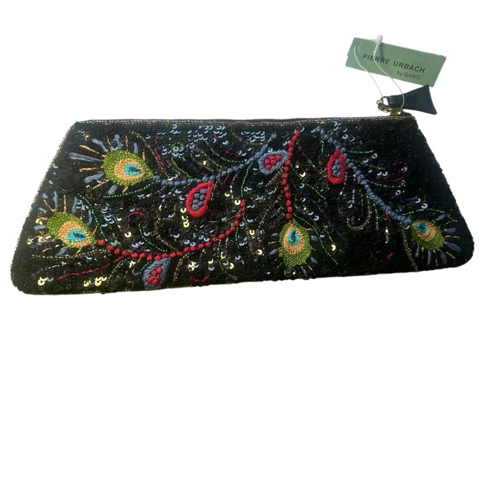 Pierre Urbach Vintage Y2K Beaded Peacock Clutch NEW OLD STOCK NWT